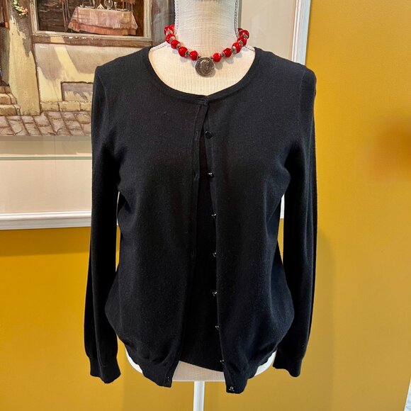 Talbots Classic Black Cardigan & Shell Sweater Set - Picture 1 of 11